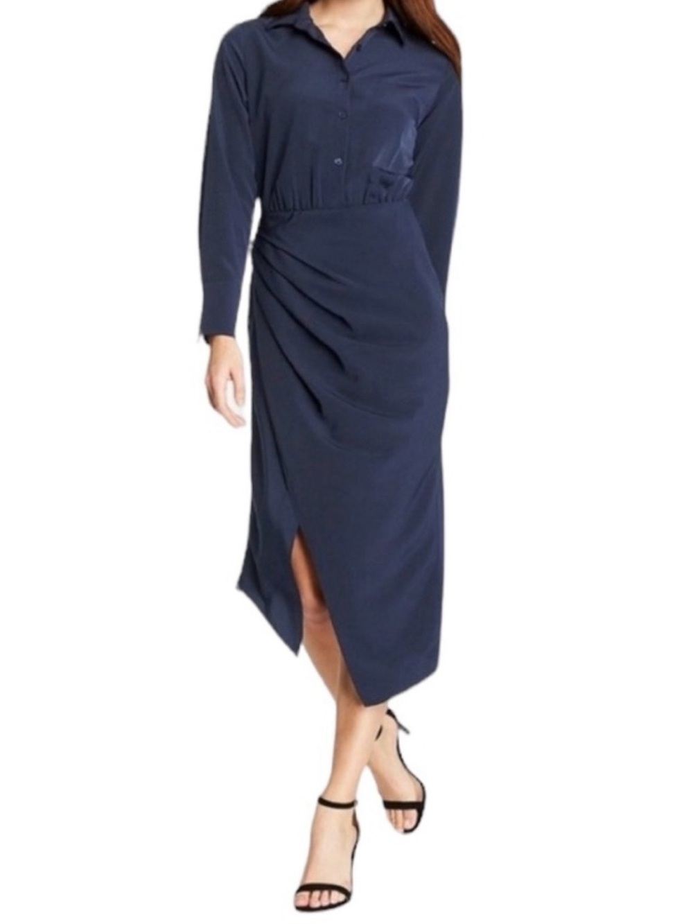 Cushnie Navy Button-Up Shirt Dress
